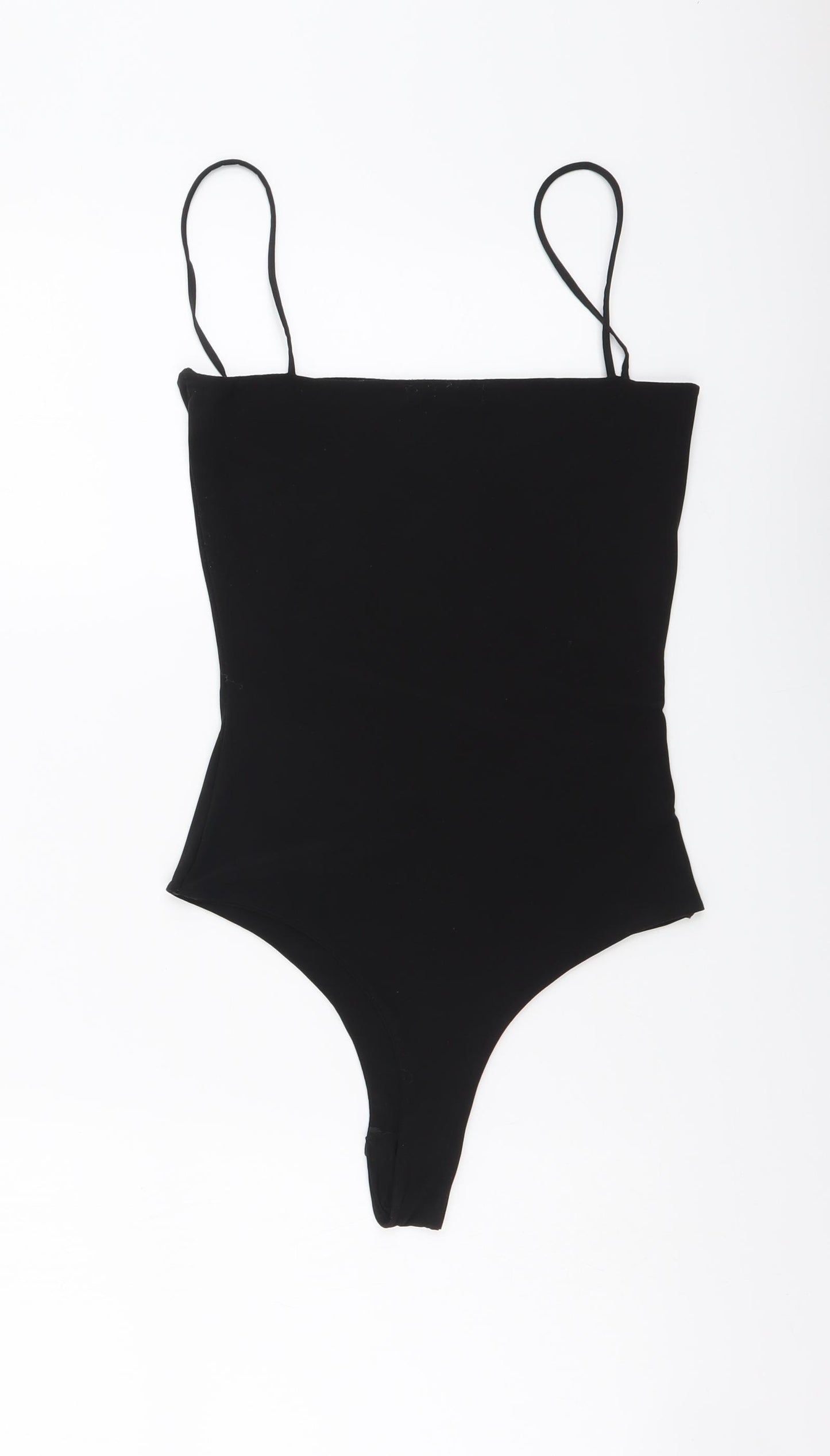 PRETTYLITTLETHING Womens Black Polyester Bodysuit One-Piece Size 6 Snap