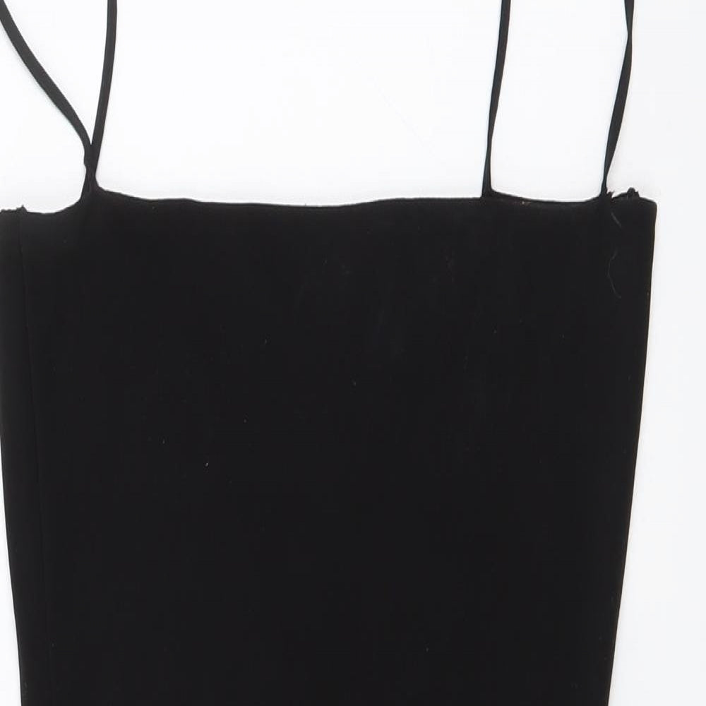 PRETTYLITTLETHING Womens Black Polyester Bodysuit One-Piece Size 6 Snap