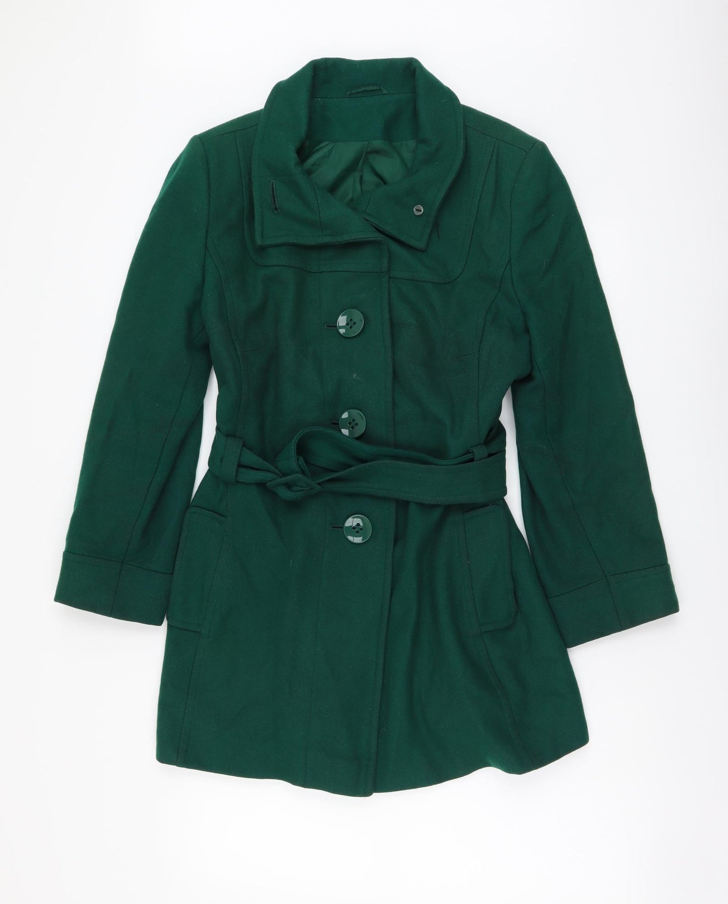 Dorothy Perkins Womens Green Pea Coat Coat Size 16 Button