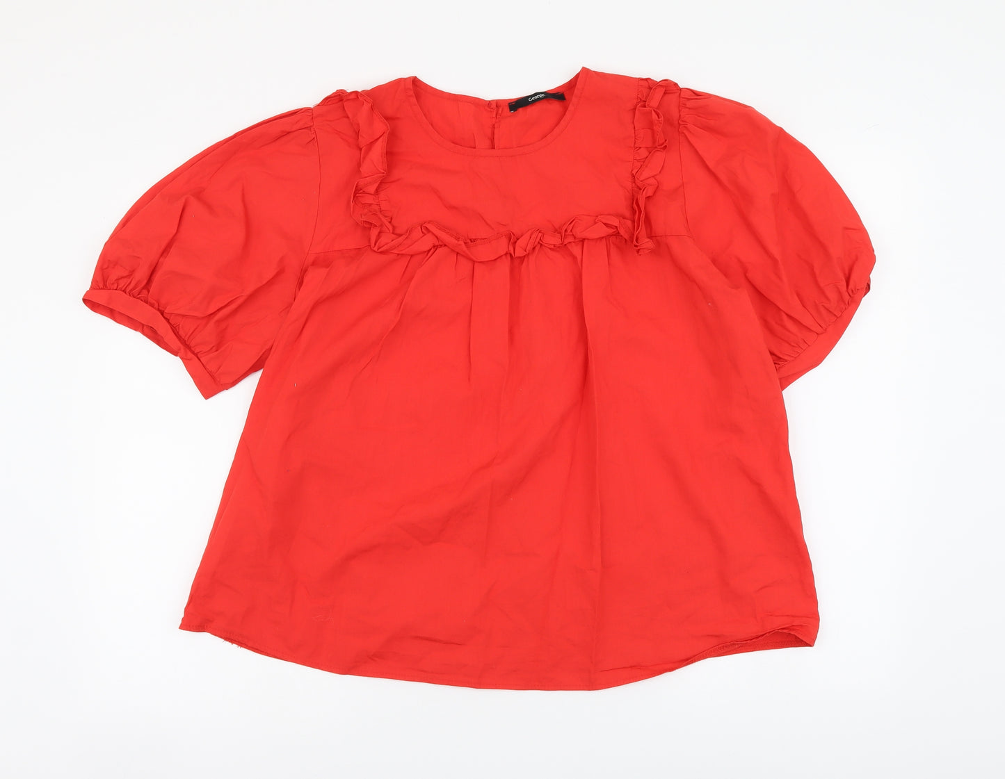 George Womens Red Cotton Basic Blouse Size 20 Round Neck