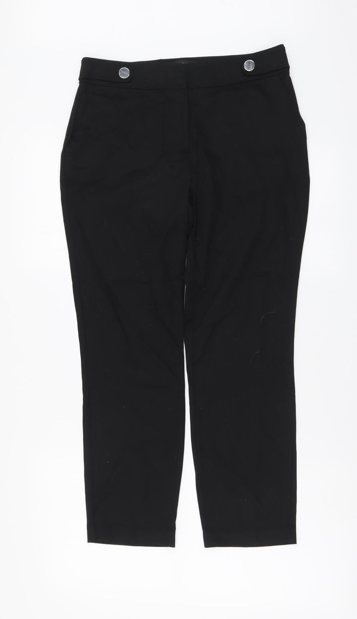 Dorothy Perkins Womens Black Cotton Trousers Size 8 L25 in Regular Button