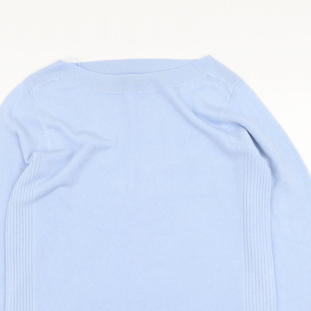 F&F Womens Blue Boat Neck Acrylic Pullover Jumper Size 8