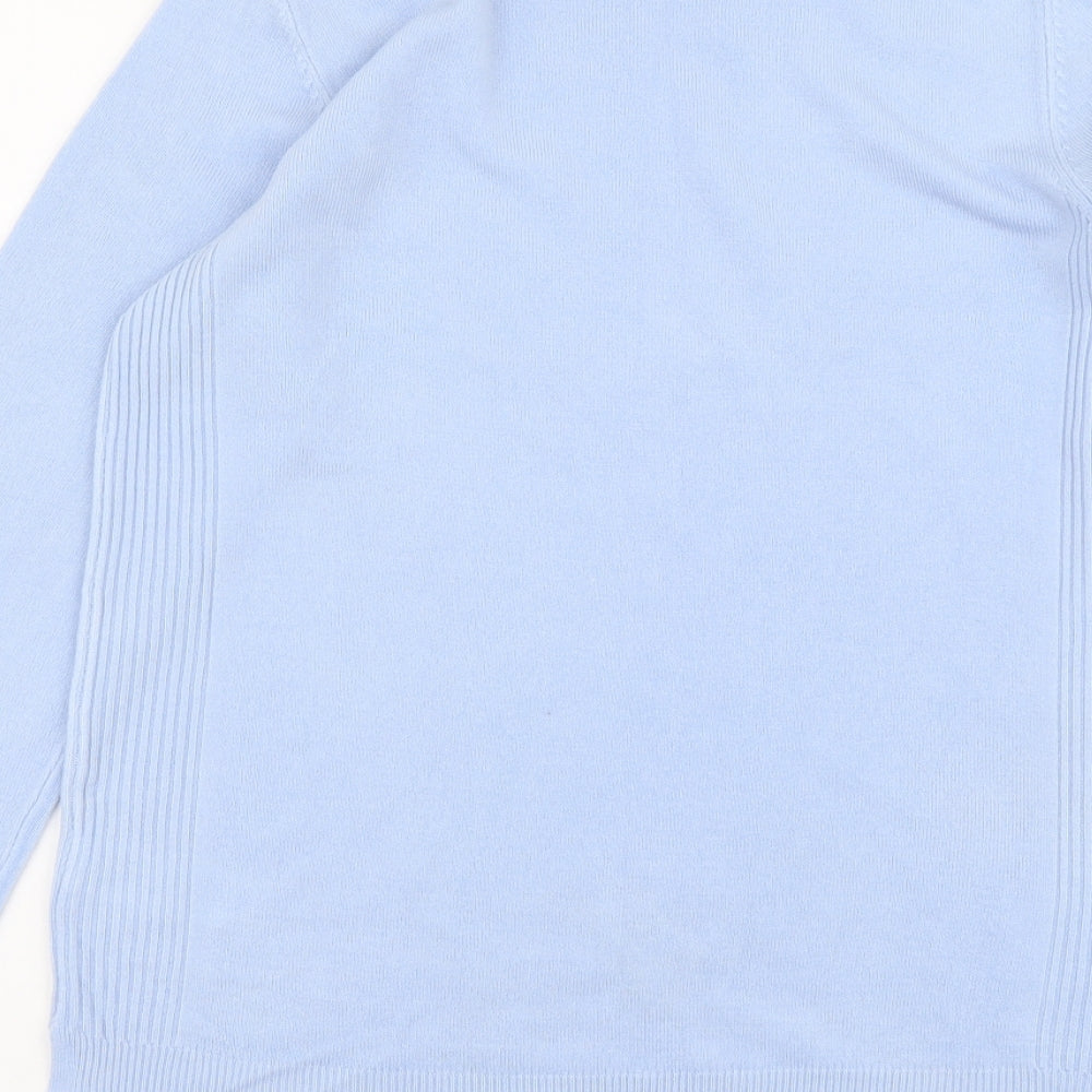 F&F Womens Blue Boat Neck Acrylic Pullover Jumper Size 8