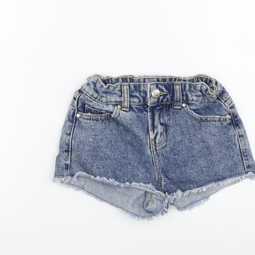 Jeff&CO Girls Blue Cotton Cut-Off Shorts Size 7-8 Years Regular Drawstring