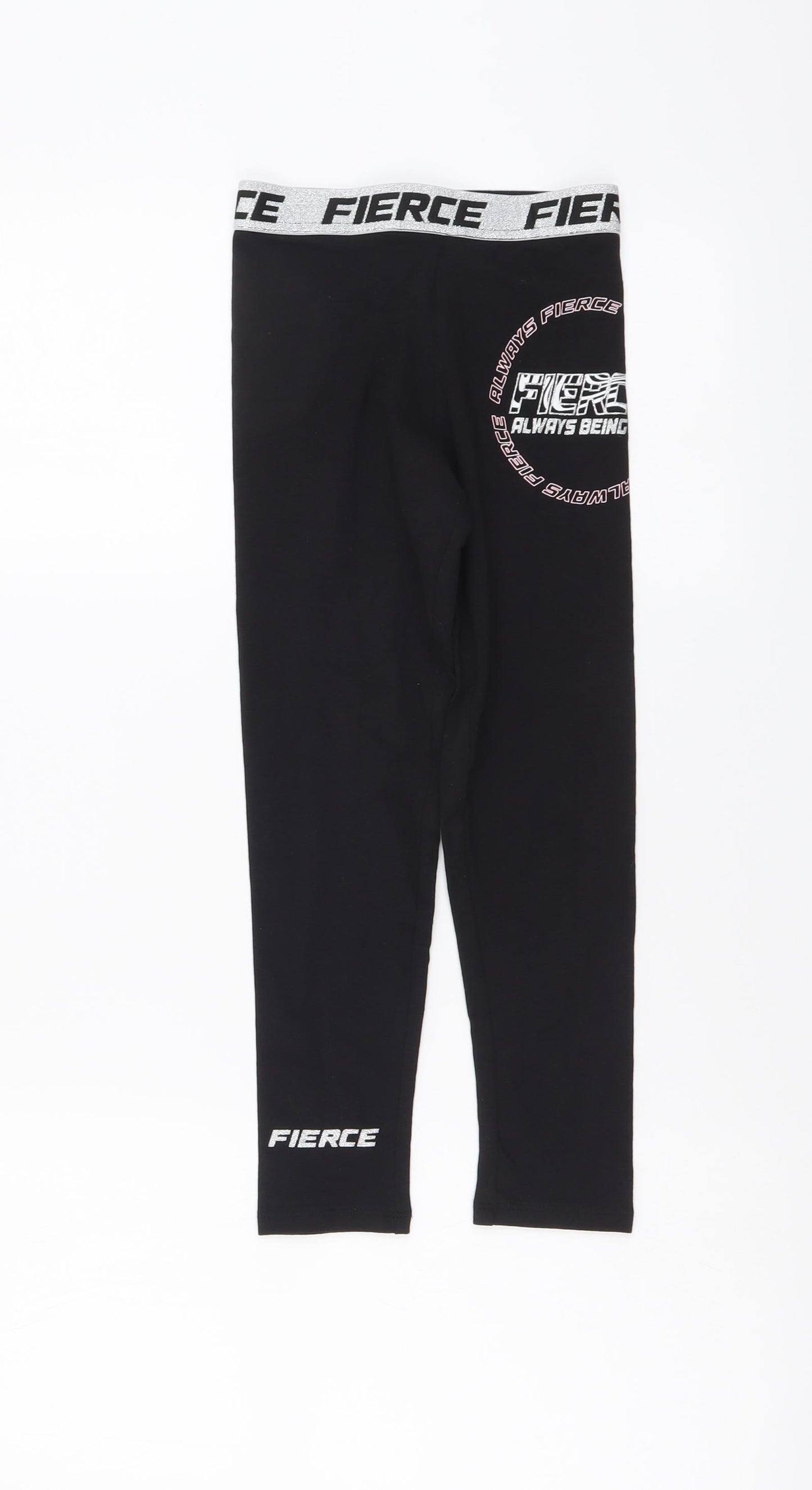 I Love Girlswear Girls Black Cotton Jegging Trousers Size 7 Years Regular Drawstring - Legging