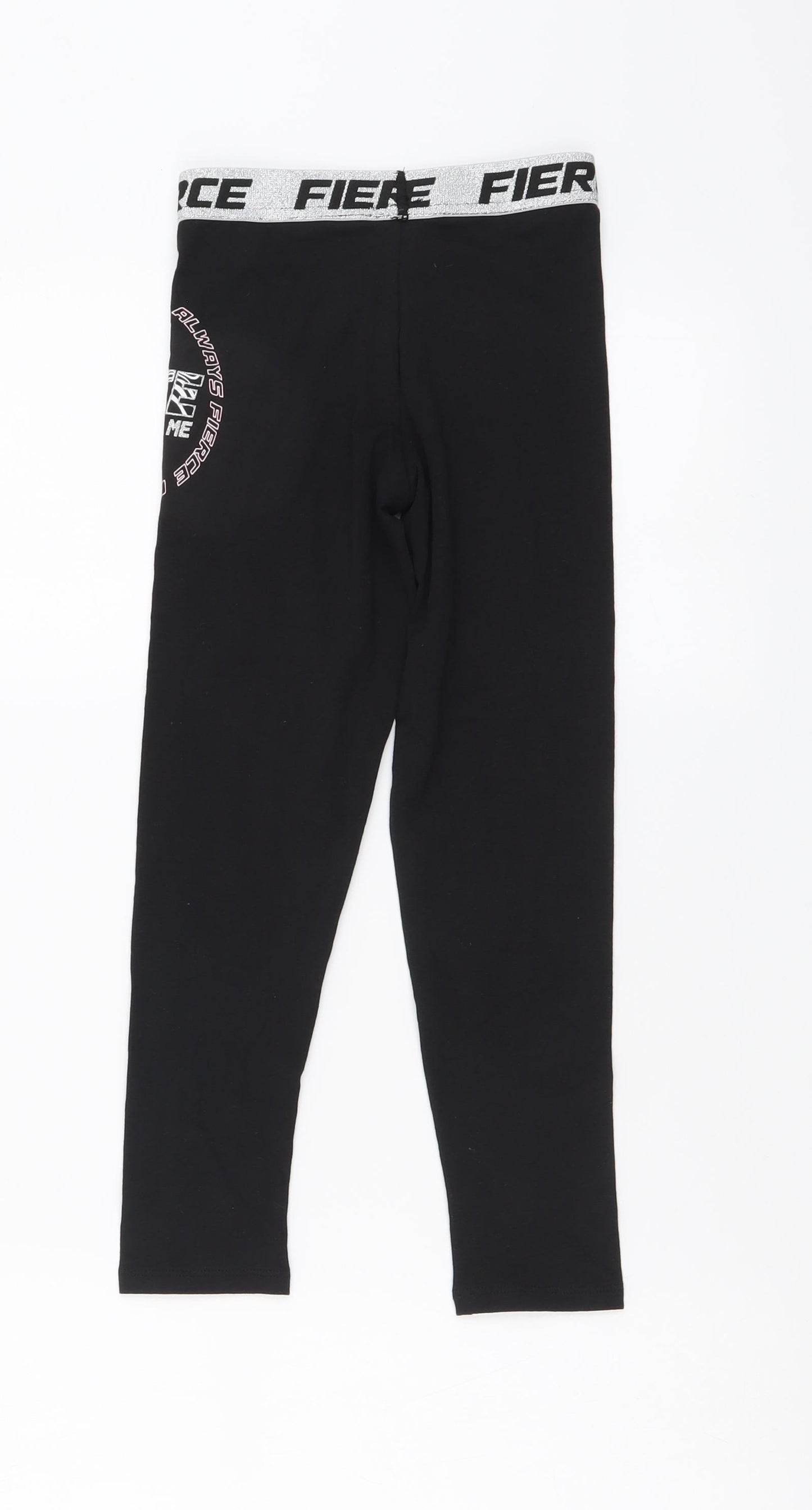 I Love Girlswear Girls Black Cotton Jegging Trousers Size 7 Years Regular Drawstring - Legging