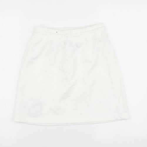 Missguided Womens White Cotton Mini Skirt Size 8 Drawstring