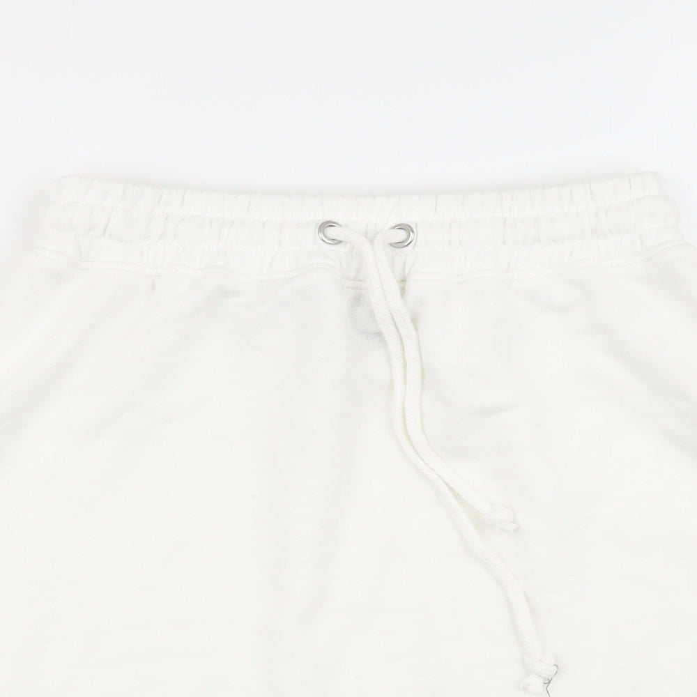 Missguided Womens White Cotton Mini Skirt Size 8 Drawstring