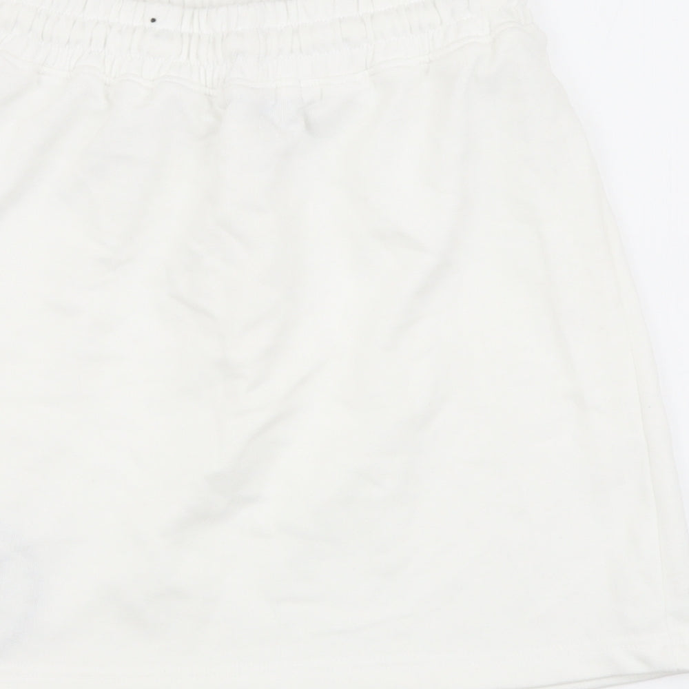Missguided Womens White Cotton Mini Skirt Size 8 Drawstring