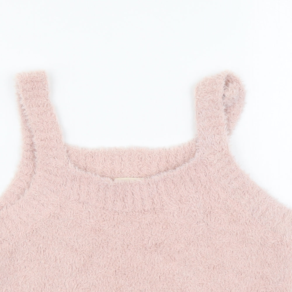 H&M Womens Pink Polyester Cropped Tank Size S Square Neck