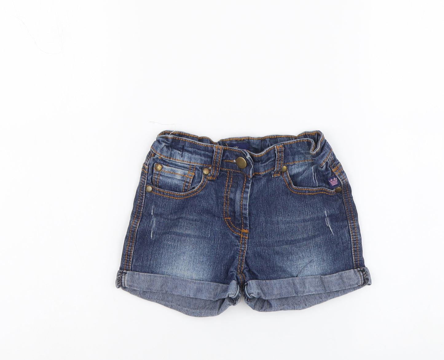 Harper Girls Blue Cotton Cut-Off Shorts Size 8 Years Regular Buckle