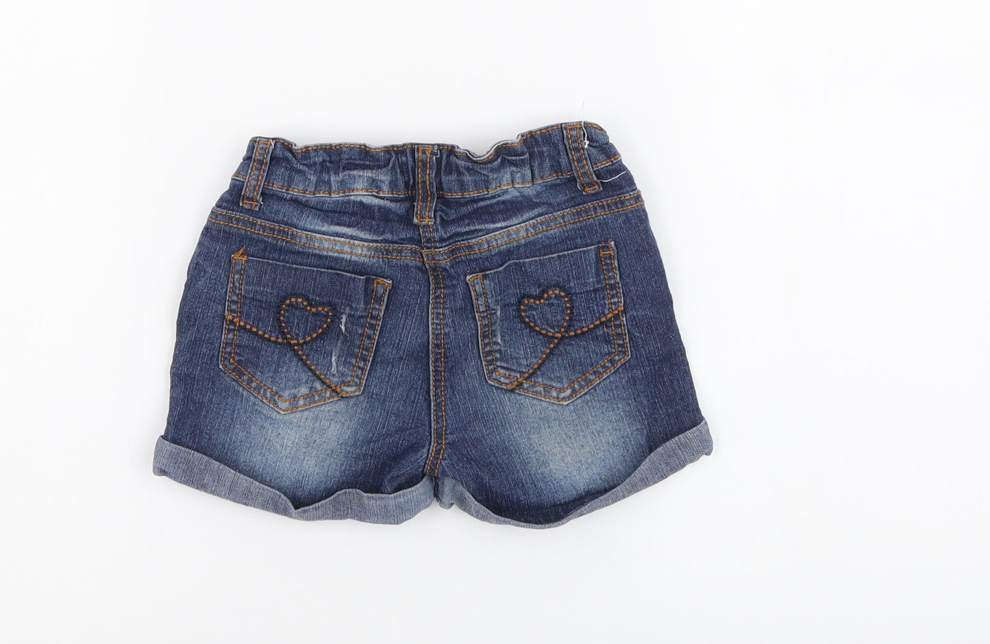 Harper Girls Blue Cotton Cut-Off Shorts Size 8 Years Regular Buckle