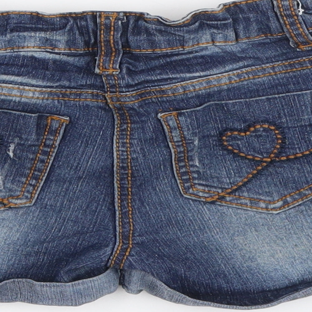 Harper Girls Blue Cotton Cut-Off Shorts Size 8 Years Regular Buckle