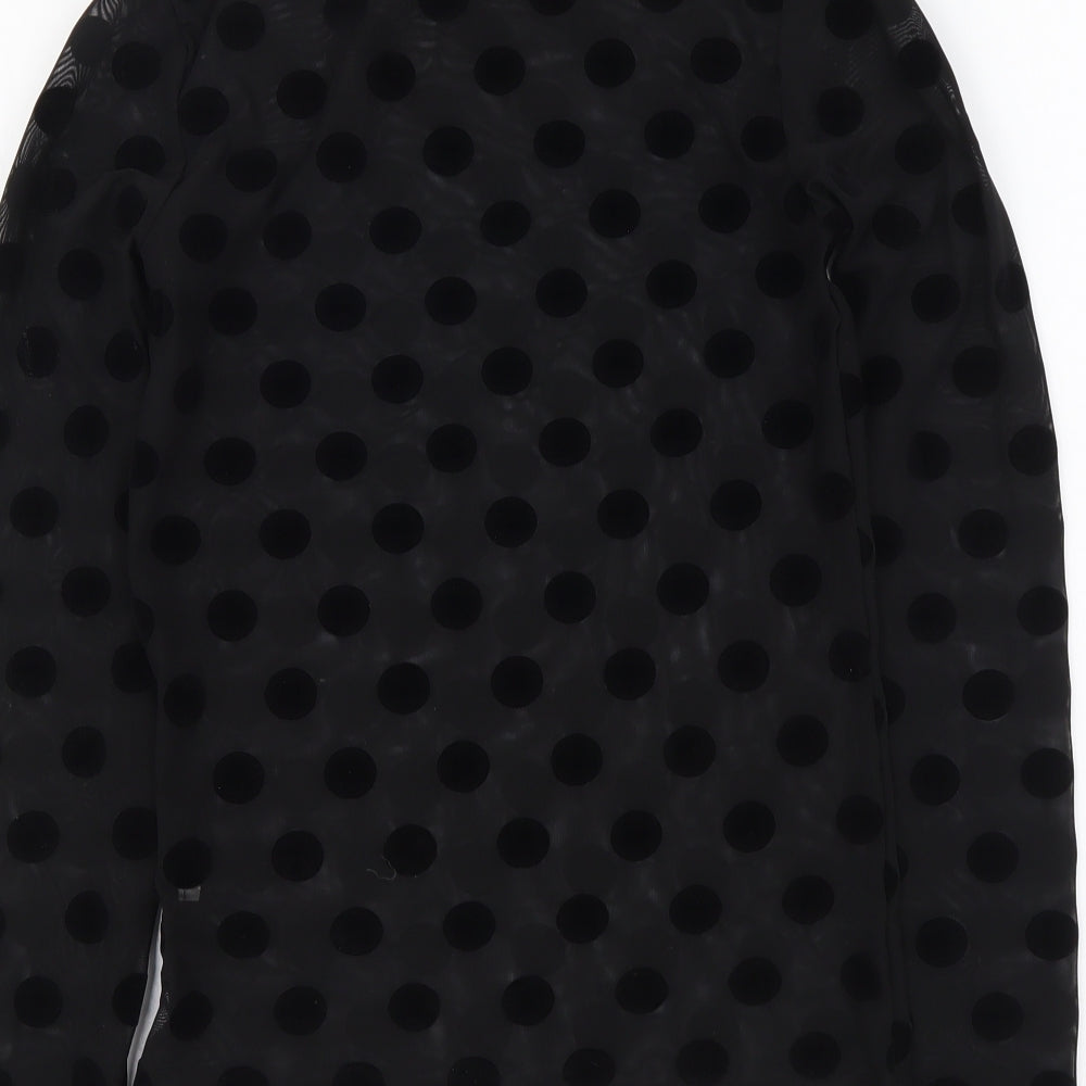 Stradivarius Womens Black Polka Dot Polyester Basic Blouse Size S Round Neck