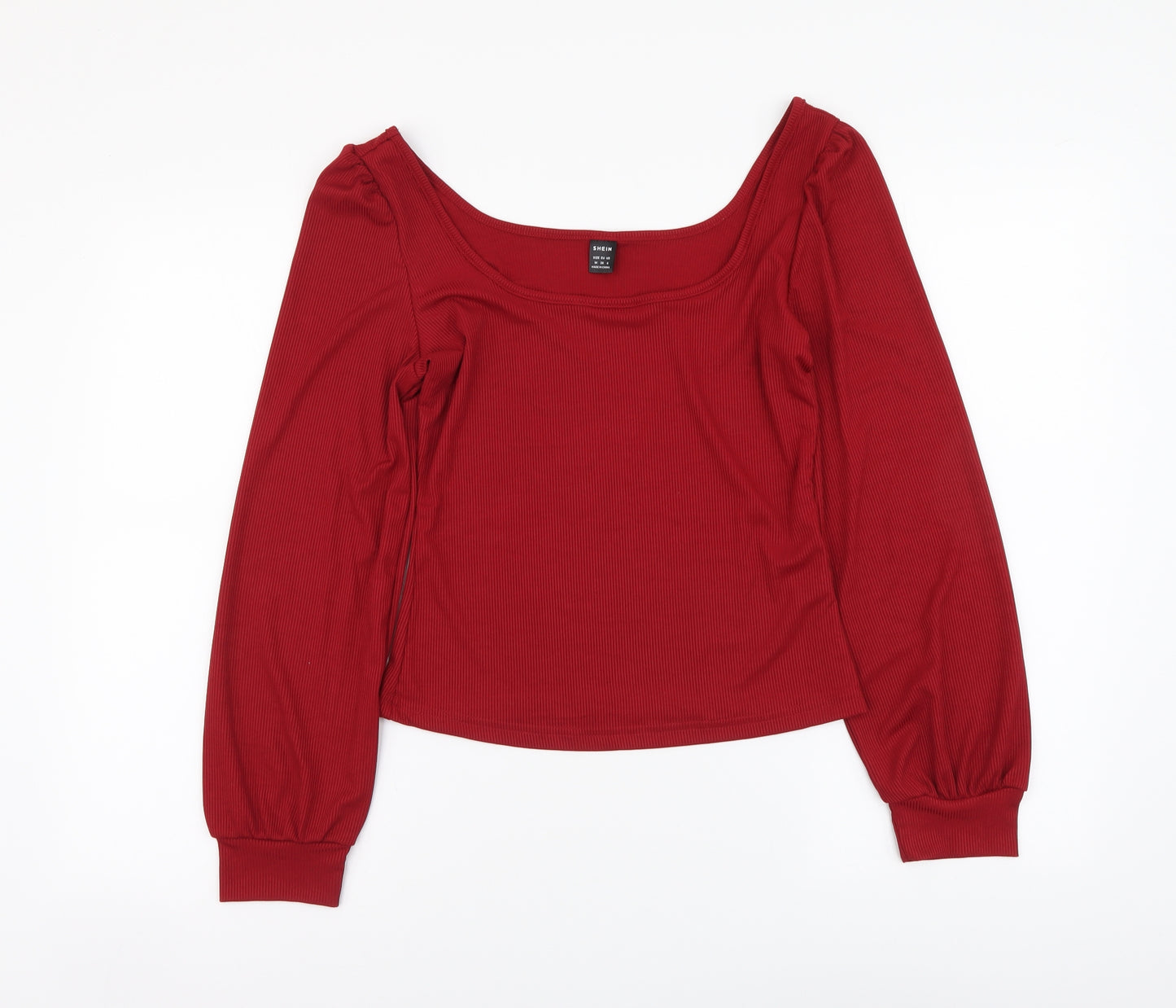 SheIn Womens Red Polyester Basic Blouse Size M Scoop Neck