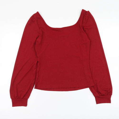 SheIn Womens Red Polyester Basic Blouse Size M Scoop Neck