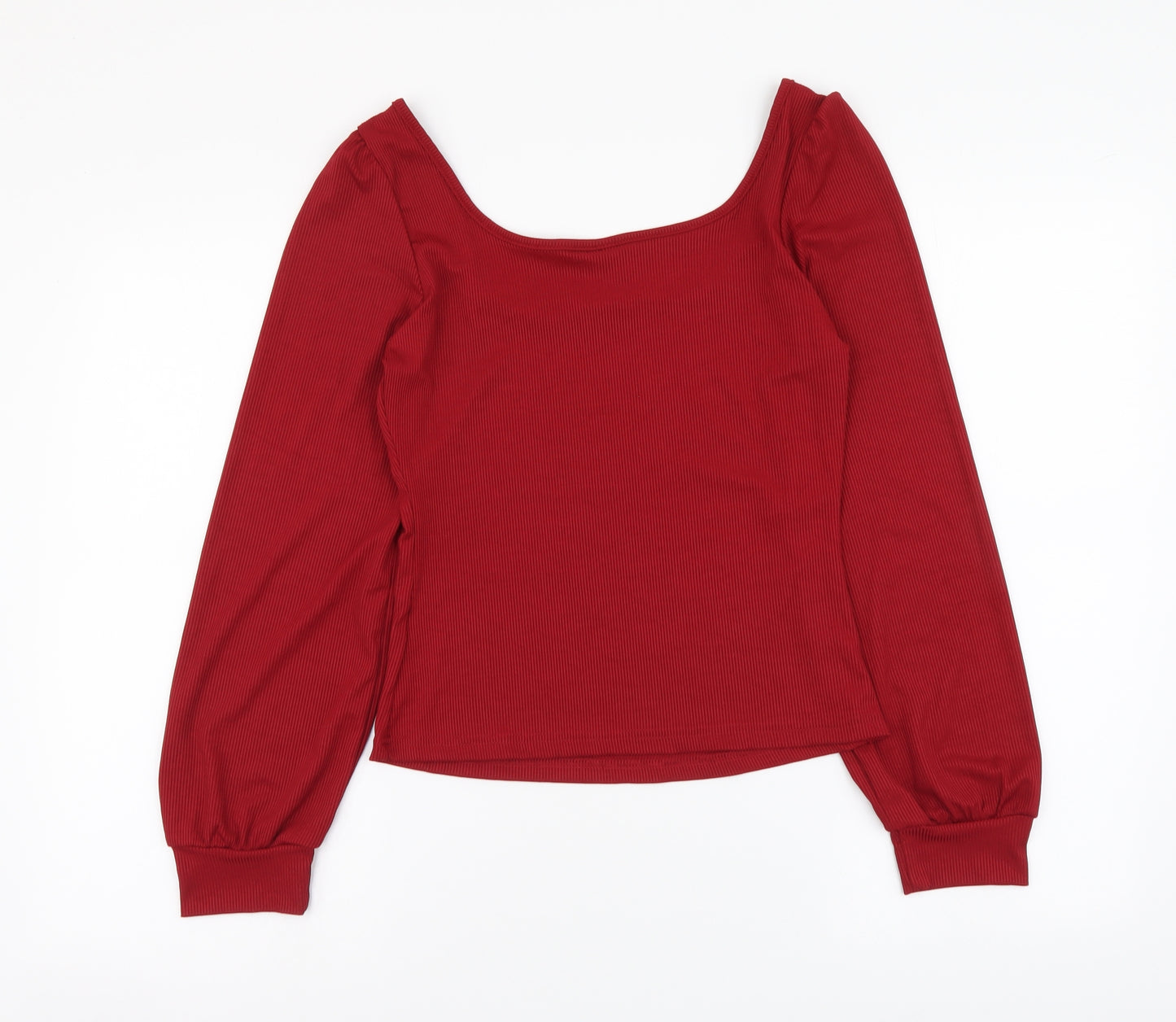 SheIn Womens Red Polyester Basic Blouse Size M Scoop Neck
