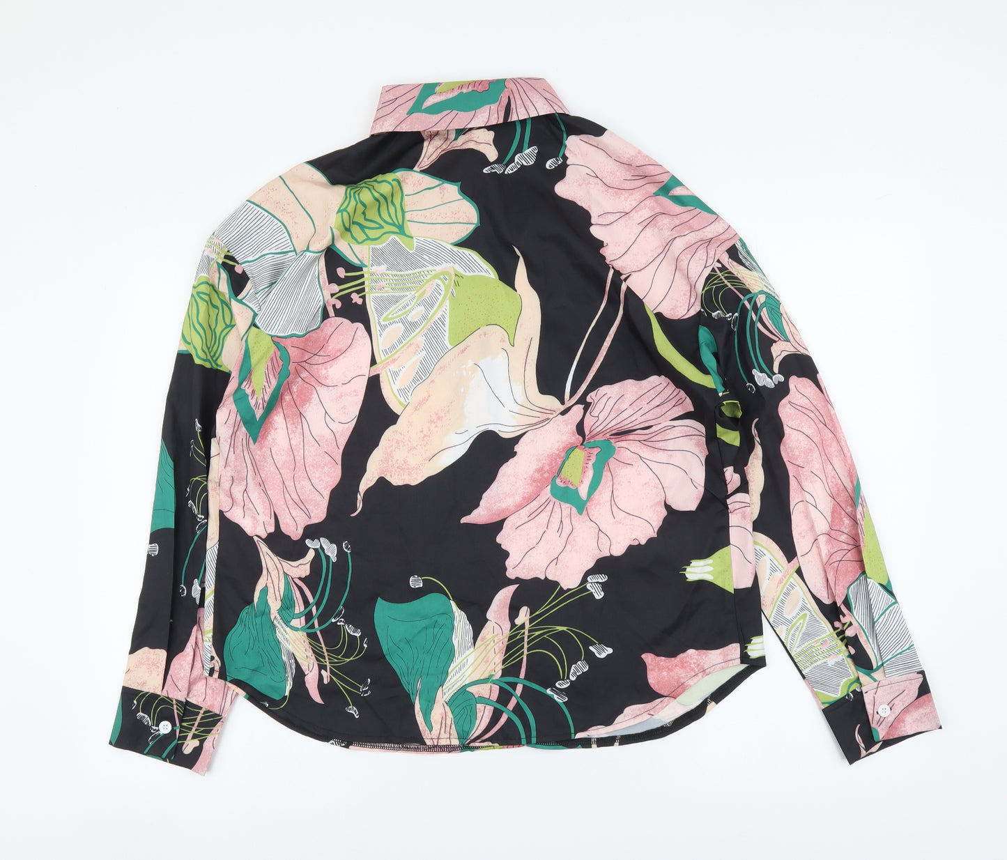 SheIn Womens Multicoloured Floral Polyester Basic Button-Up Size M Collared