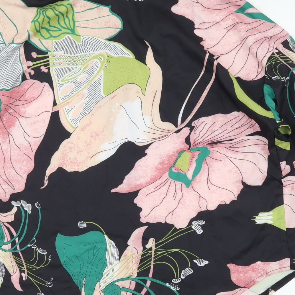 SheIn Womens Multicoloured Floral Polyester Basic Button-Up Size M Collared