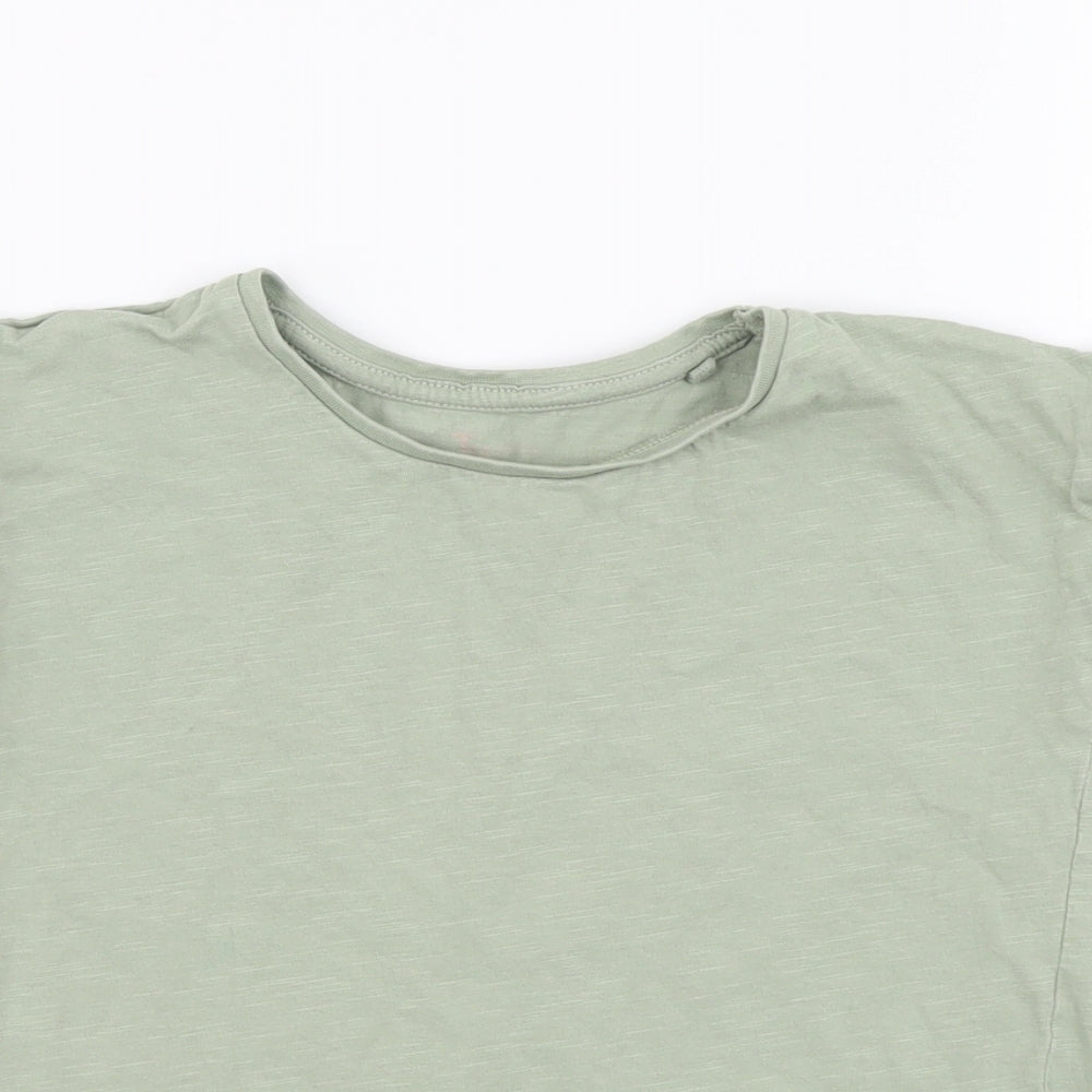 TU Girls Green Cotton Basic T-Shirt Size 6-7 Years Round Neck Pullover