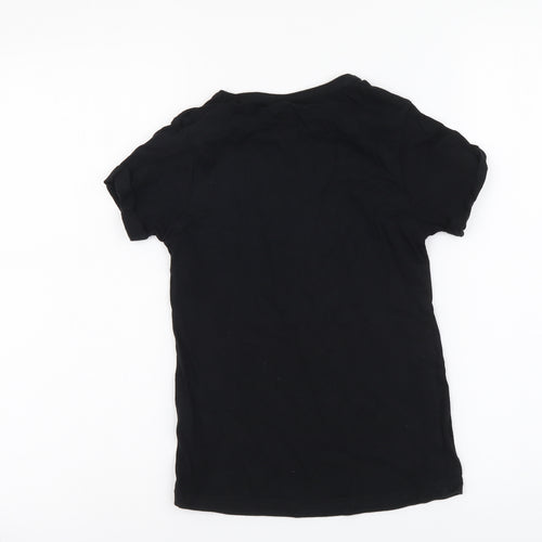 YD Girls Black Cotton Basic T-Shirt Size 9-10 Years Round Neck Pullover - Perfume Bottle