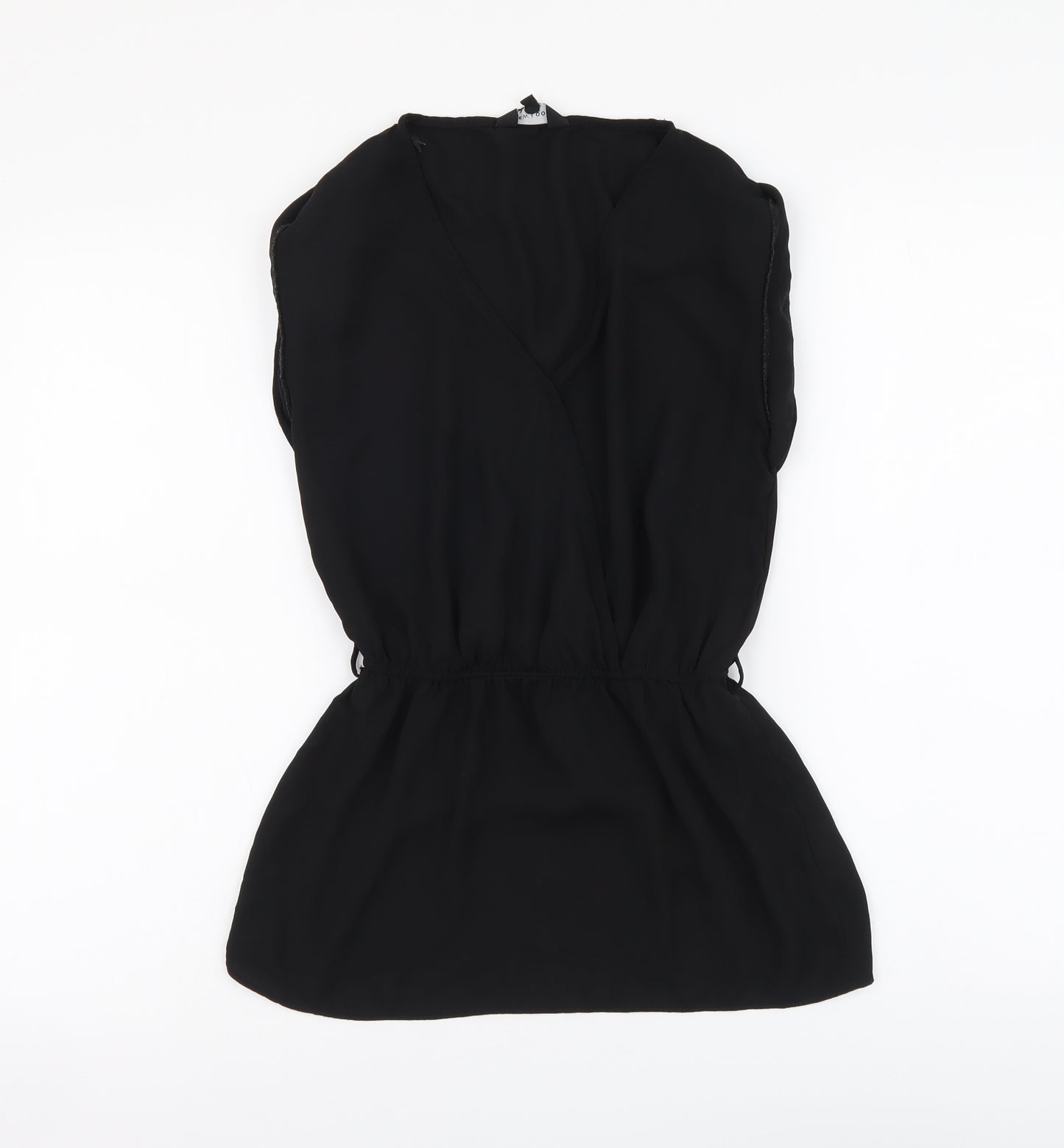 New Look Womens Black Polyester Basic Blouse Size 8 V-Neck