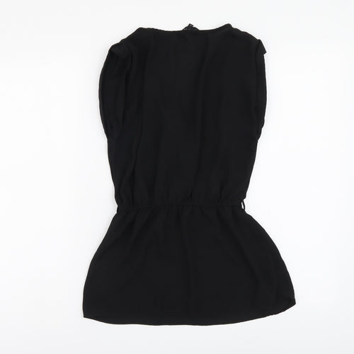 New Look Womens Black Polyester Basic Blouse Size 8 V-Neck
