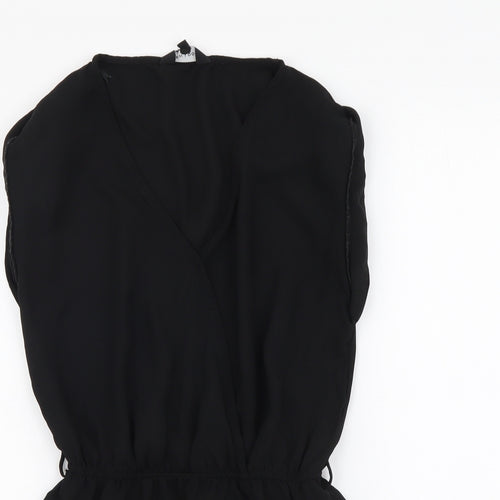 New Look Womens Black Polyester Basic Blouse Size 8 V-Neck