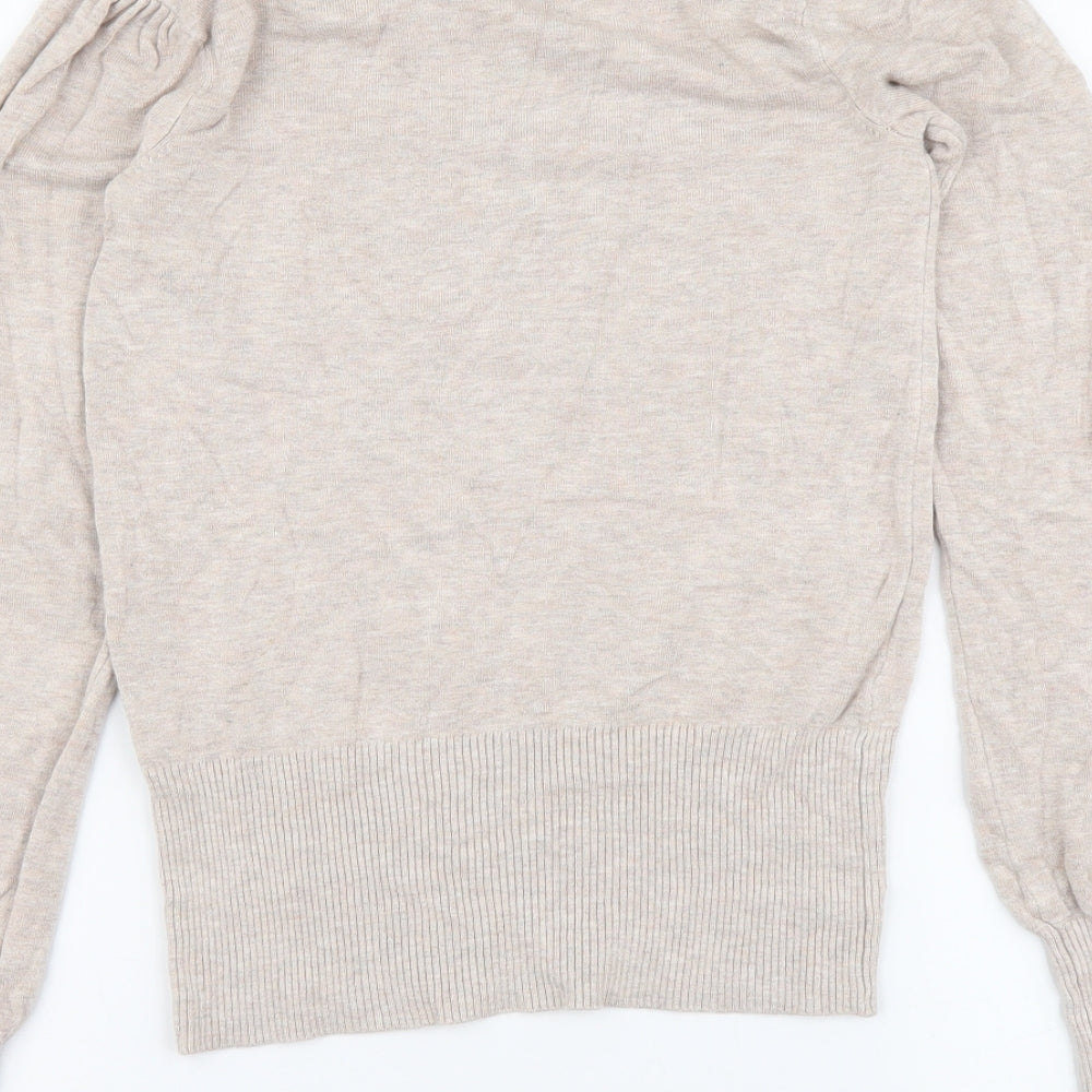 River Island Womens Beige High Neck Viscose Pullover Jumper Size 8