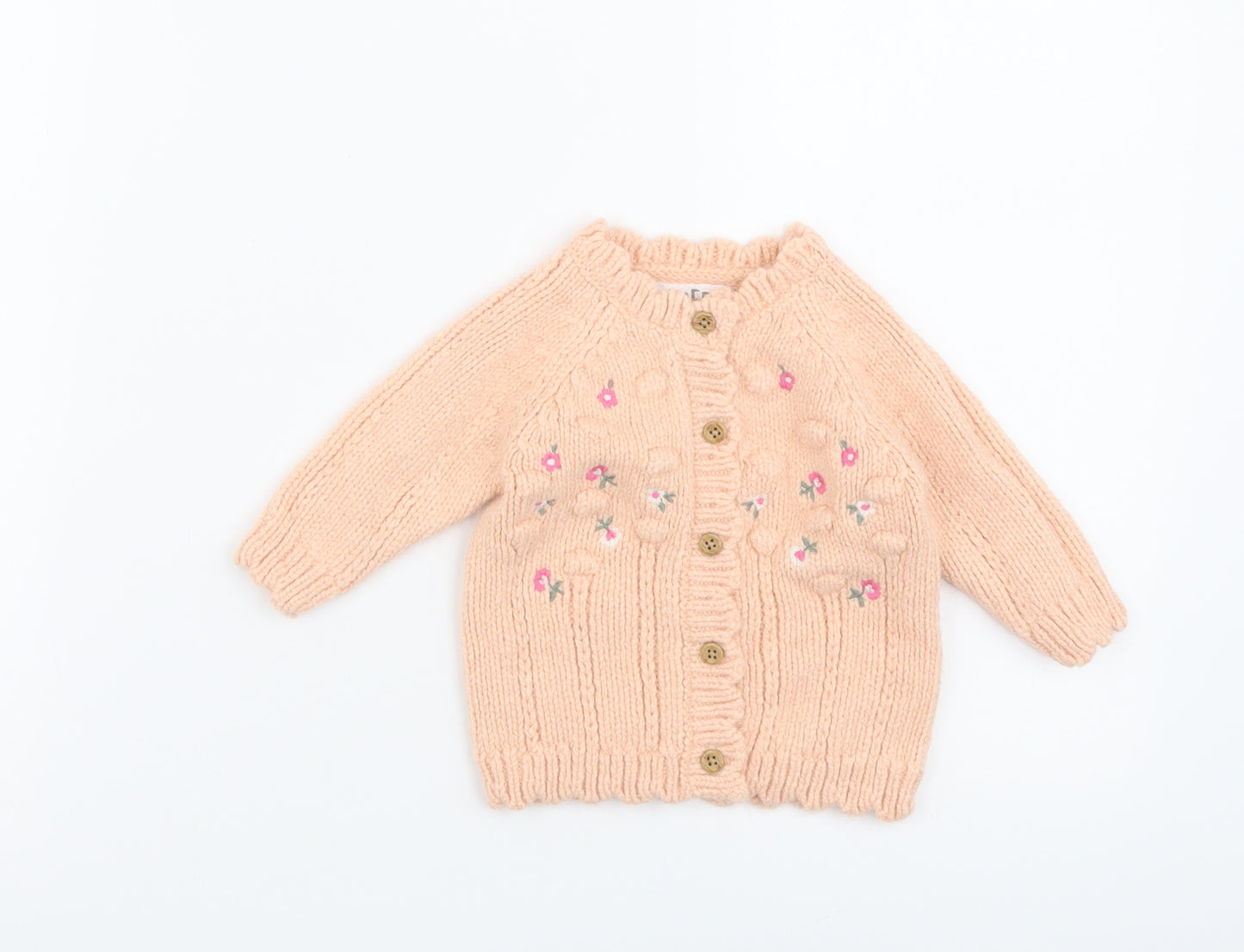 F&F Girls Pink Acrylic Cardigan Jumper Size 0-3 Months Button