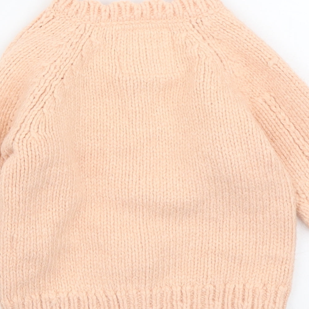 F&F Girls Pink Acrylic Cardigan Jumper Size 0-3 Months Button