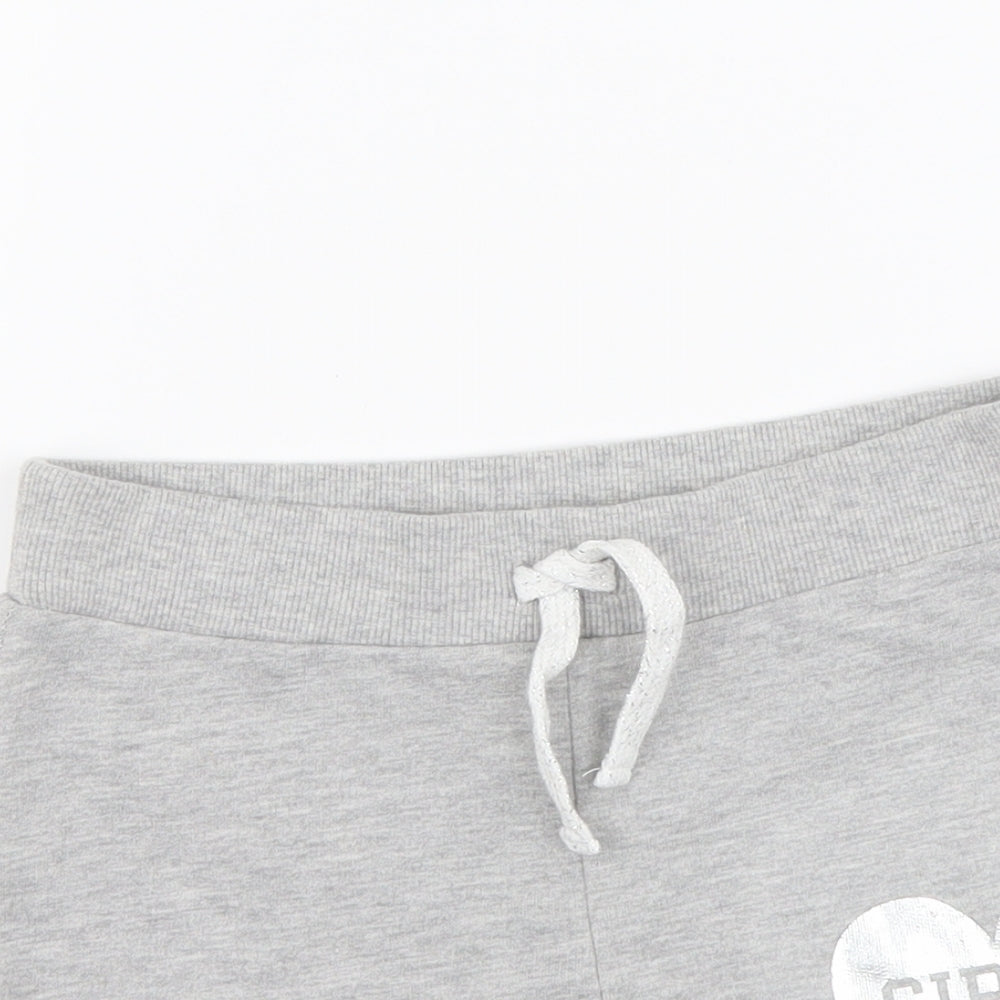 George Girls Grey Polyester Sweat Shorts Size 8-9 Years Regular Drawstring - Heart