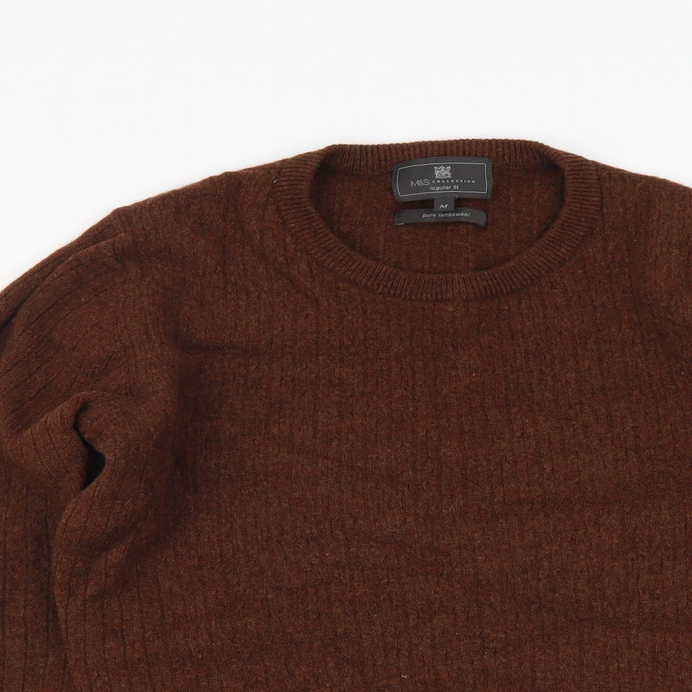 Marks and Spencer Womens Beige Round Neck Wool Pullover Jumper Size M