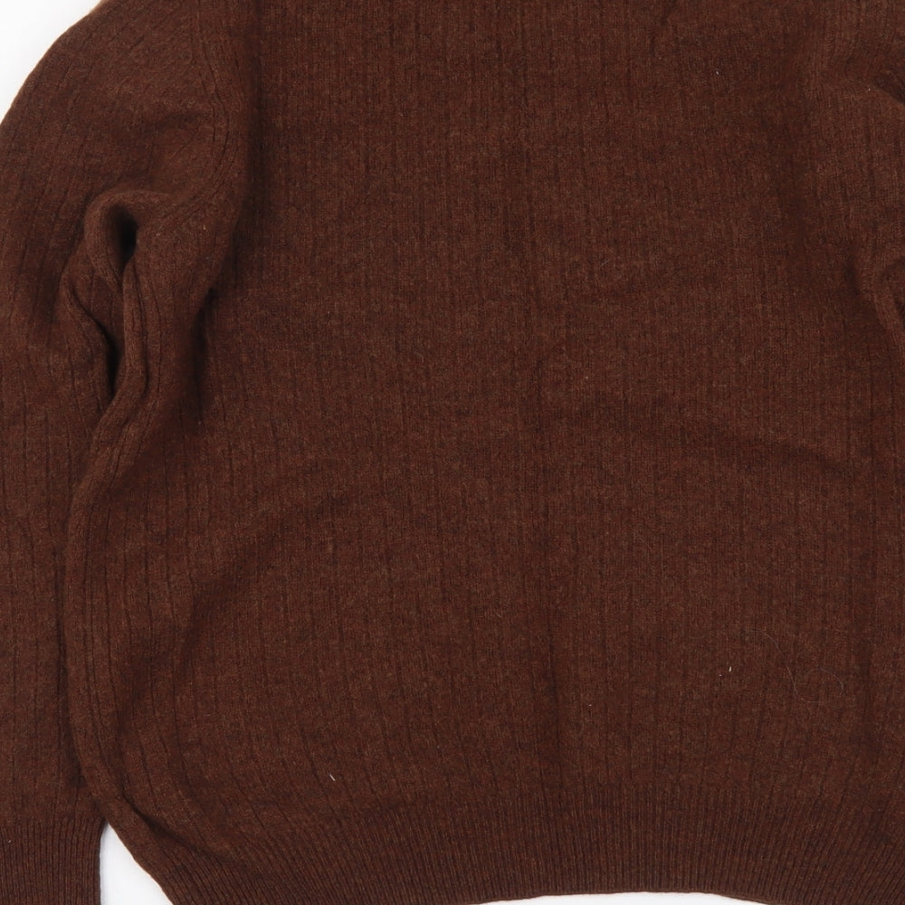 Marks and Spencer Womens Beige Round Neck Wool Pullover Jumper Size M