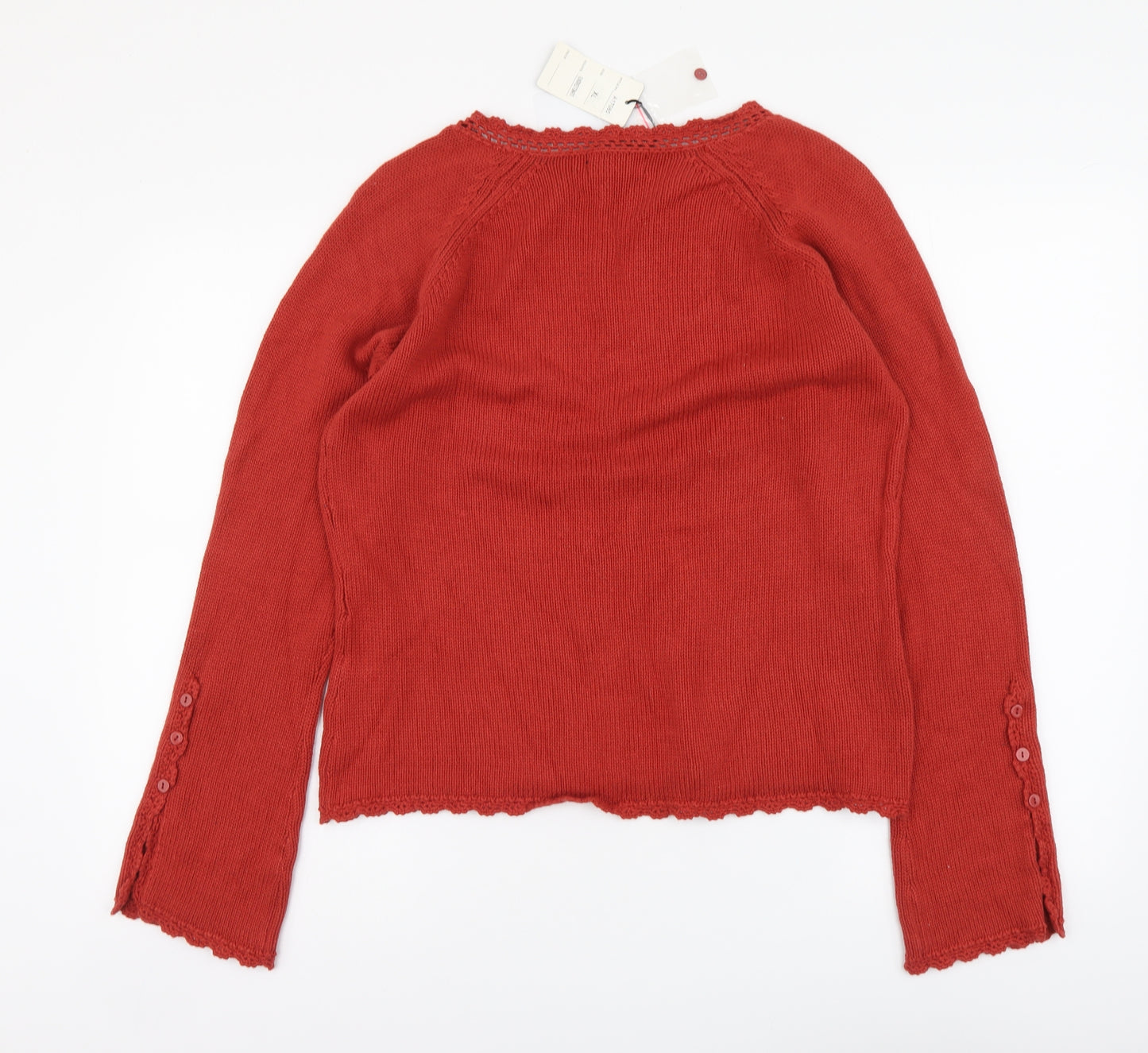 Alexara Womens Red V-Neck Acrylic Pullover Jumper Size XL