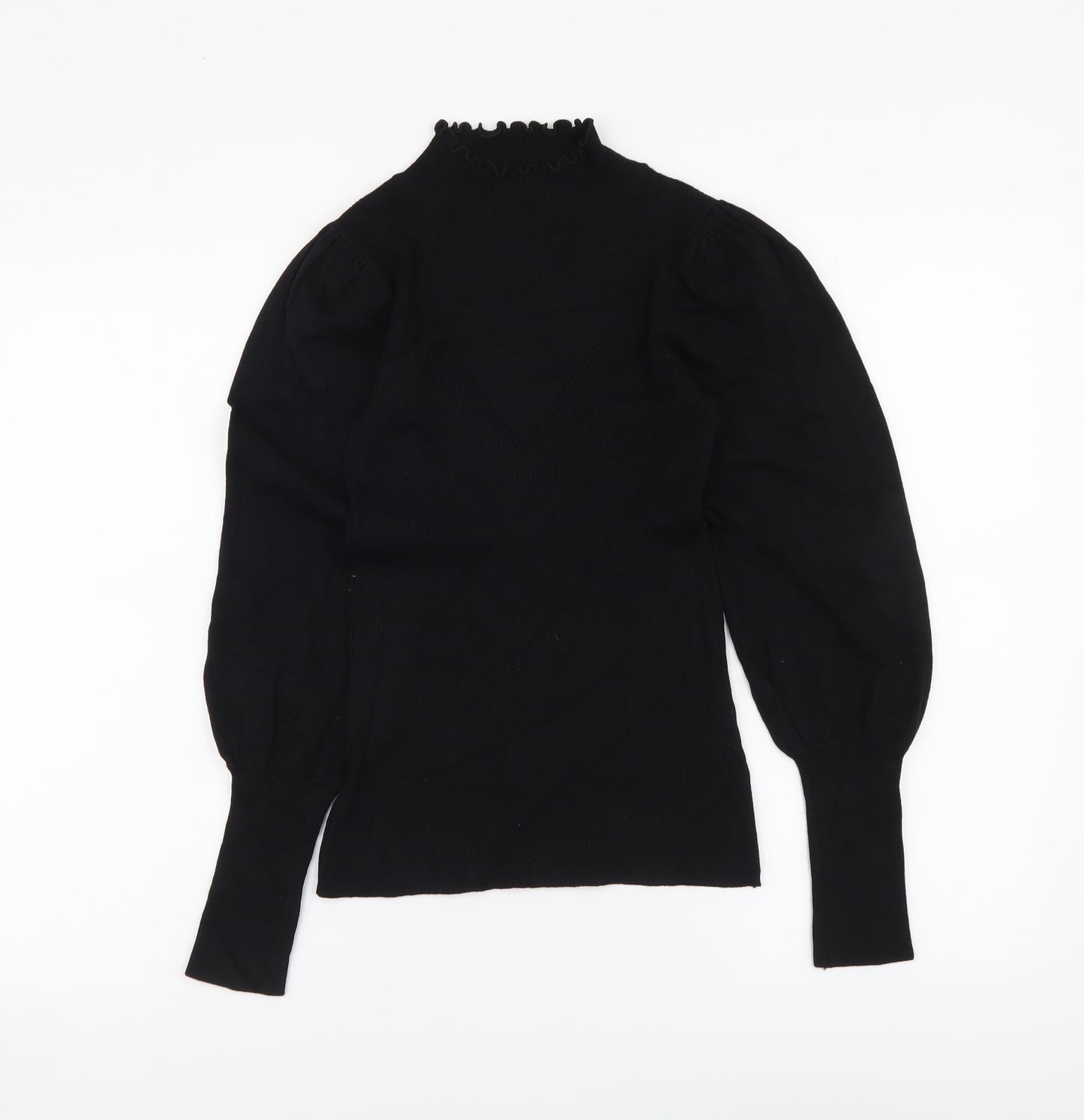 River Island Womens Black High Neck Viscose Pullover Jumper Size 8