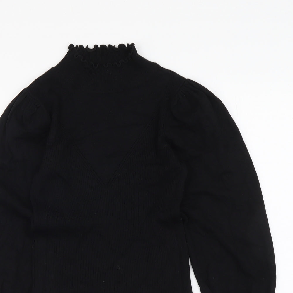 River Island Womens Black High Neck Viscose Pullover Jumper Size 8