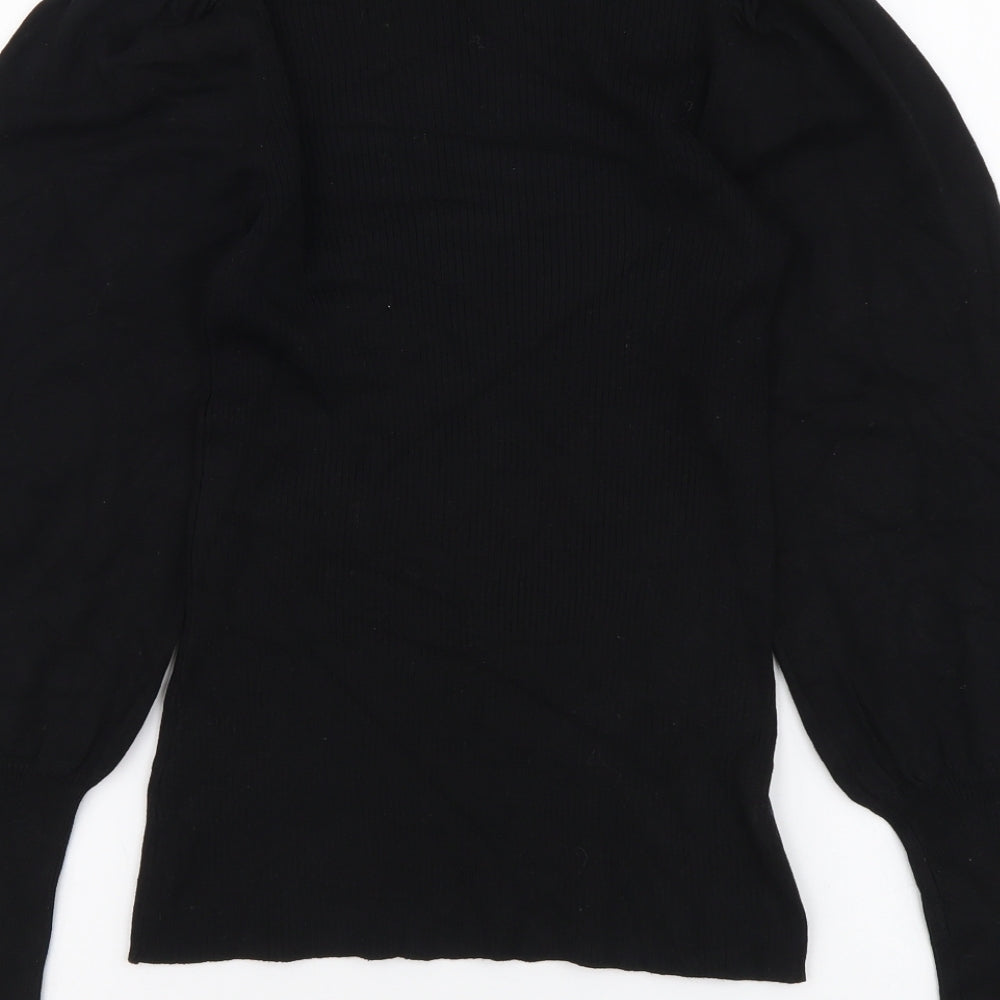 River Island Womens Black High Neck Viscose Pullover Jumper Size 8