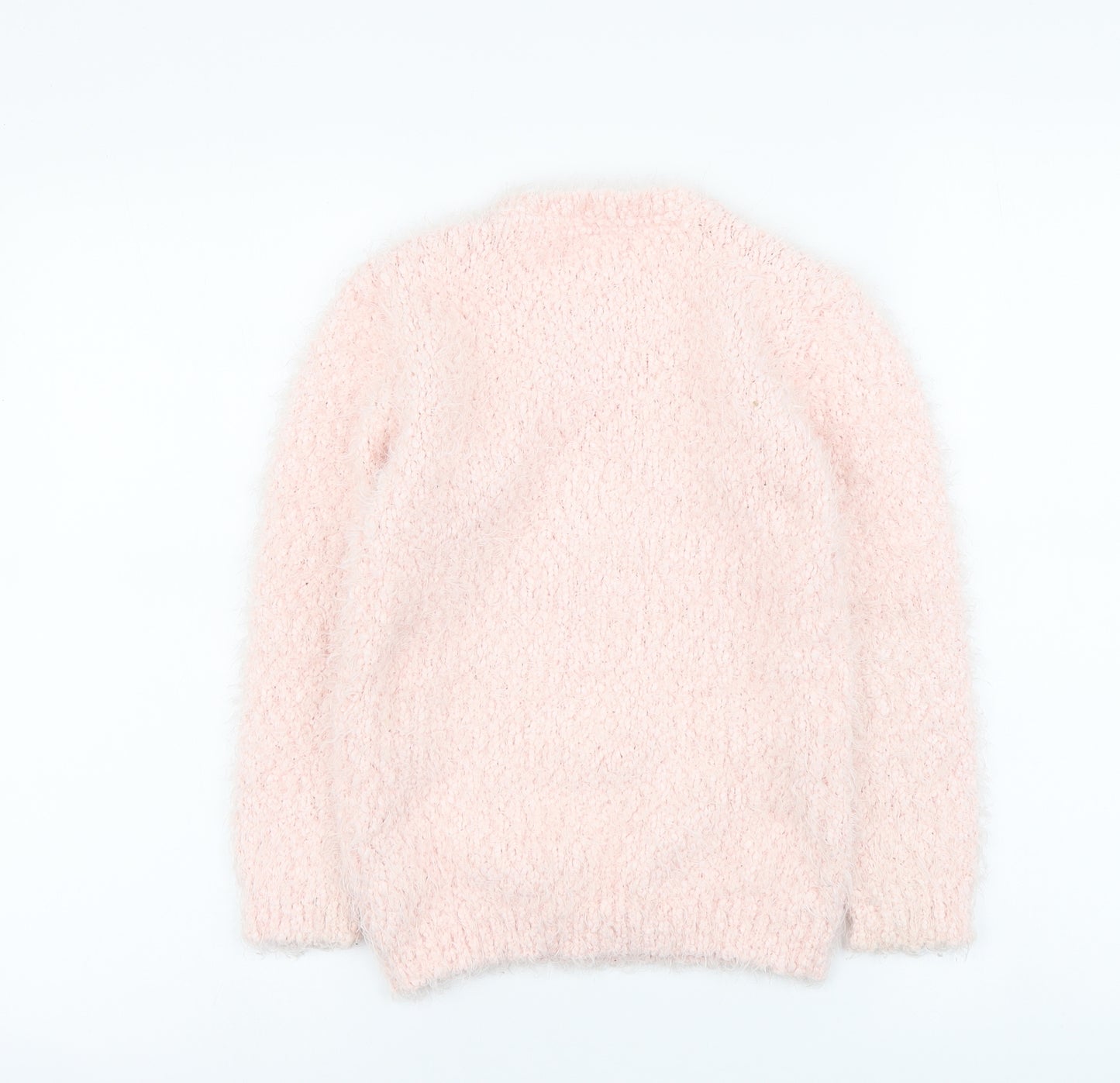 YD Girls Pink Round Neck Polyester Pullover Jumper Size 7-8 Years Pullover - Penguin Christmas