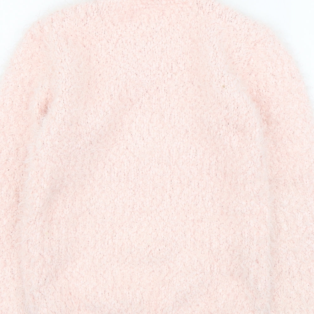 YD Girls Pink Round Neck Polyester Pullover Jumper Size 7-8 Years Pullover - Penguin Christmas