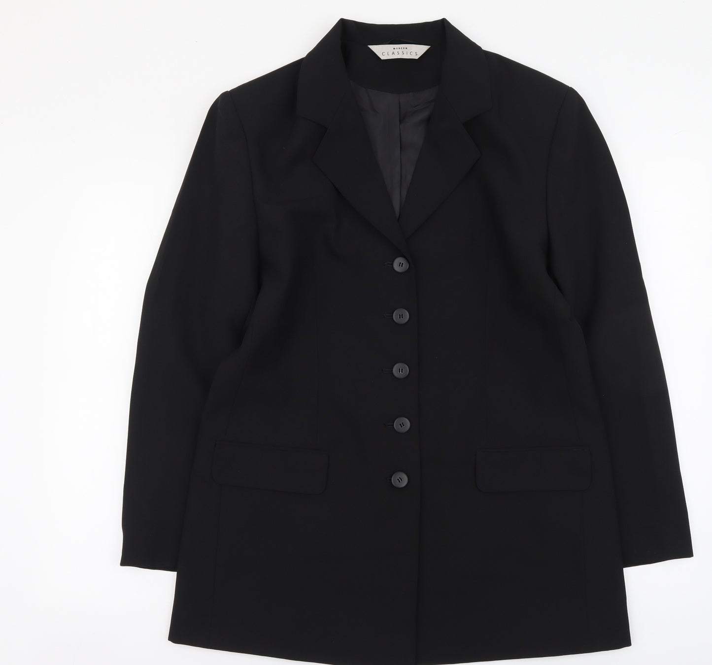 Modern Womens Black Polyester Jacket Suit Jacket Size 14