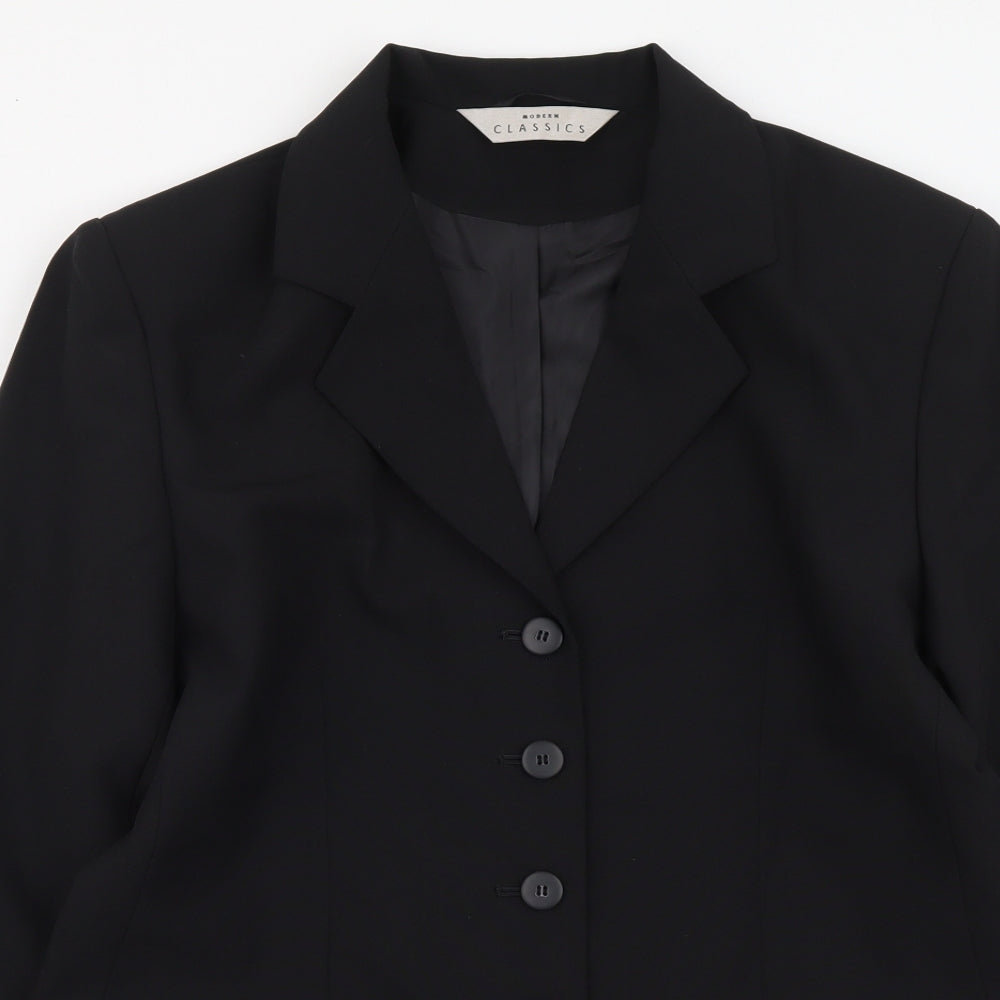 Modern Womens Black Polyester Jacket Suit Jacket Size 14
