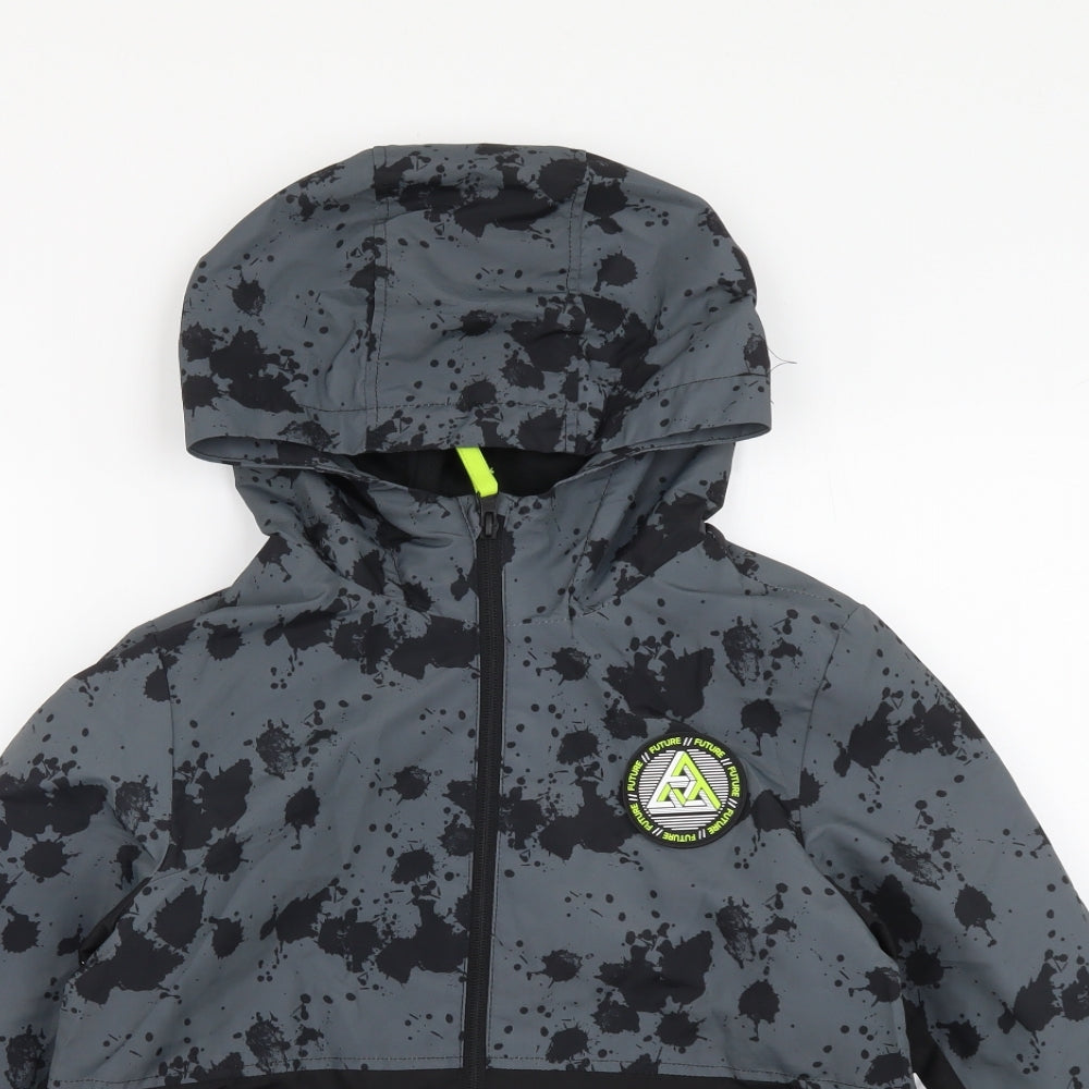 F&F Boys Grey Geometric Jacket Coat Size 9-10 Years Zip