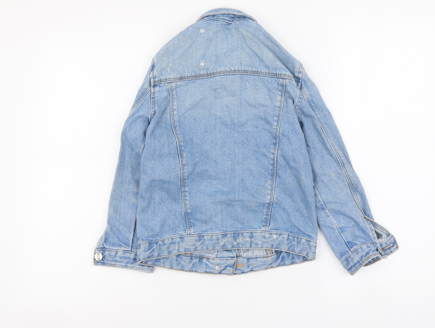 Marks and Spencer Girls Blue Jacket Size 7-8 Years Button - Distressed