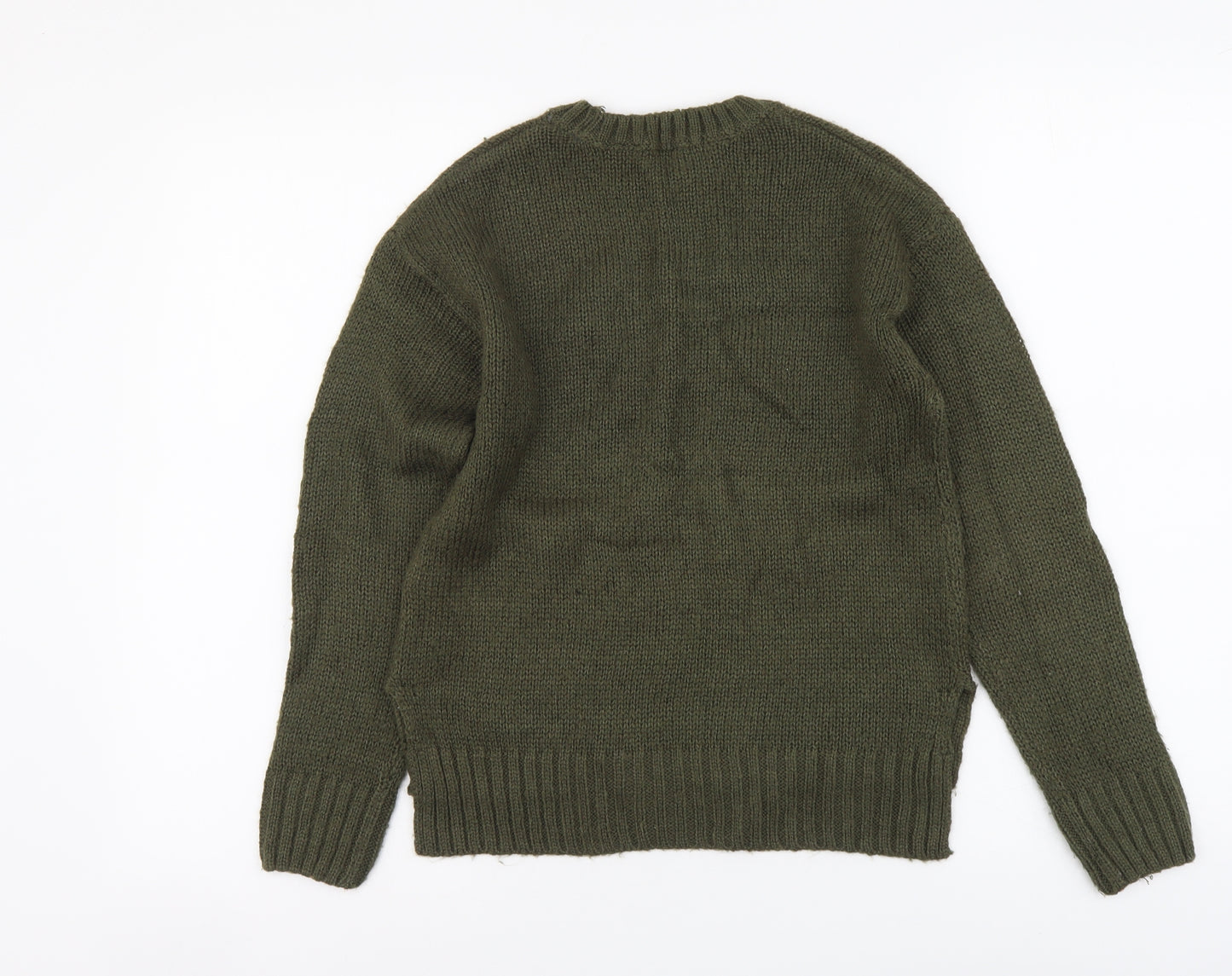 New Look Girls Green Round Neck Acrylic Pullover Jumper Size 12-13 Years Pullover