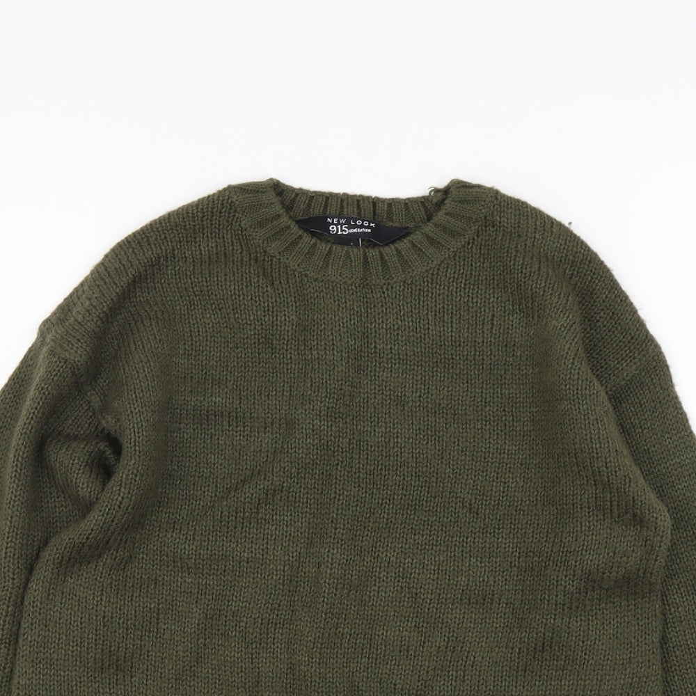New Look Girls Green Round Neck Acrylic Pullover Jumper Size 12-13 Years Pullover