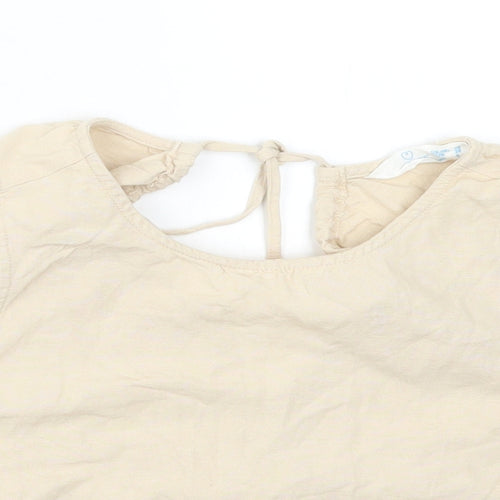 Primark Womens Beige Cotton Cropped Tank Size 10 Crew Neck