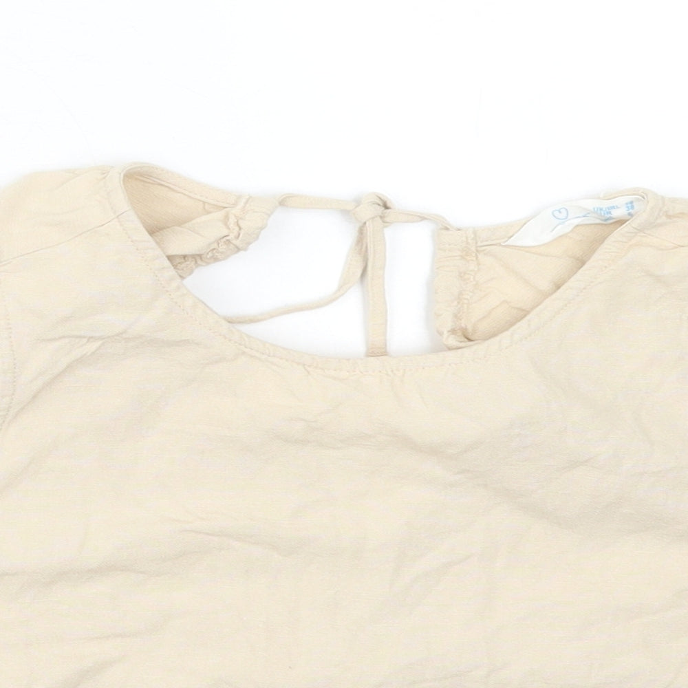 Primark Womens Beige Cotton Cropped Tank Size 10 Crew Neck