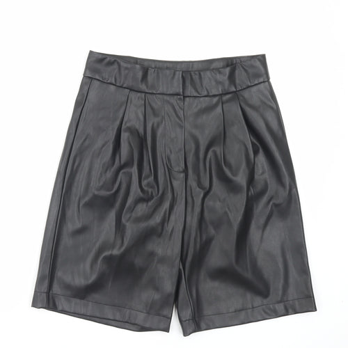 Primark Womens Black Polyester Culotte Shorts Size 10 L9 in Regular Hook & Eye
