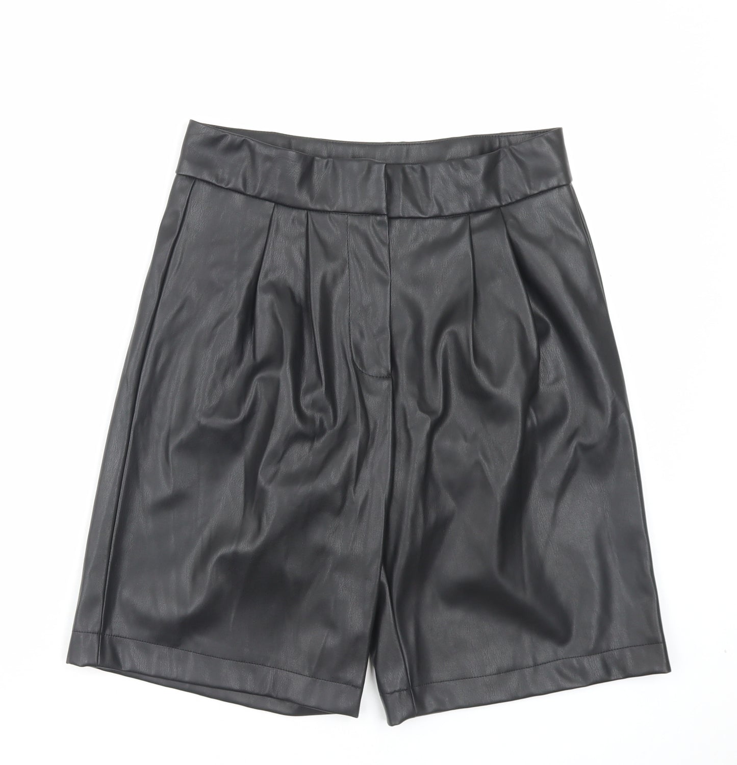 Primark Womens Black Polyester Culotte Shorts Size 10 L9 in Regular Hook & Eye